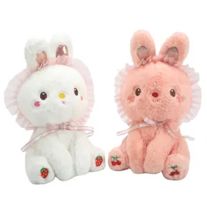 Peluche rosa divertente coniglio farcito di alta qualità fiori carini coniglio farcito