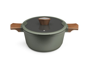 Chất lượng cao OEM bán chạy nhất đúc hiệu ứng gỗ nhôm nấu ăn chậu và chảo không dính gốm <span class=keywords><strong>Cookware</strong></span> sets với Glass Nắp - Product Image 2