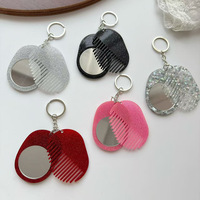 CHUJIAN Ensemble peigne et miroir double face en plaque d'acétate épaissie, fait main, écologique, rétro, avec logo personnalisé, tendance
