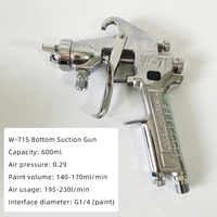 Pistolet de pulvérisation haute pression OEM en alliage pneumatique W-71S du Japon pour peinture de finition automobile et de meubles avec atomisation élevée sur le pot