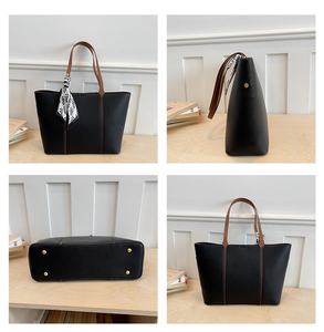 Factory Wholesale High Quality <strong>Women</strong> <strong>S</strong> Hand <strong>Bags</strong> Casual Single Shoulder <strong>Bag</strong> Solid Color Classic Tote <strong>Bag</strong> with Scarf - Product Image 3
