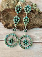 Boucles d'oreilles pendantes en argent sterling faites à la main avec turquoise Kingman et tige en argent sterling, bijoux artisanaux uniques pour femmes, cadeau