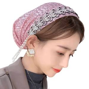 New women's headscarf, turban beanie ladies' hair accessory, Muslim scarf hat, sequin fabric, eco-friendly and breathable - Product Image 6