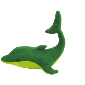批发廉价定制海生动物绿色海豚软毛绒填充玩具皮绒
