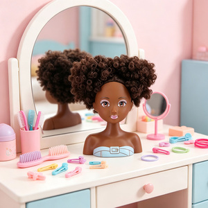 <span class=keywords><strong>Tête</strong></span> de poupée Anlily 2026 tendance noire avec cheveux <span class=keywords><strong>afro</strong></span>, <span class=keywords><strong>jouet</strong></span> de coiffure, <span class=keywords><strong>jouet</strong></span> de salon de coiffure en ABS écologique pour enfants - Product Image 2