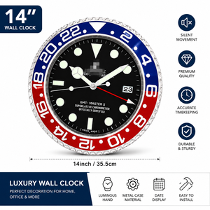 Luxury Stainless Steel Green Red Contemporary Quartz Needle Wall <b>Clock</b> <b>Silent</b> for Home Office Hotel OEM/ODM ROLAXX - Product Image 3