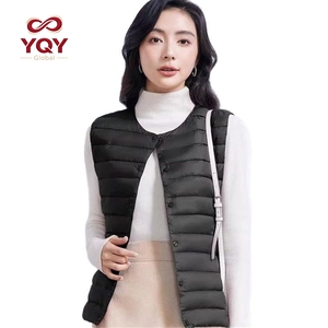 <span class=keywords><strong>Chaleco</strong></span> Ligero de Otoño para <span class=keywords><strong>Mujer</strong></span>, Cuello en V, Sin Mangas, Forro de Plumón de Pato Blanco, Chaqueta Interior - Product Image 1