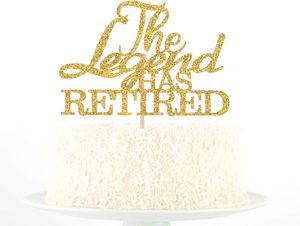 Décoration de gâteau « La Légende s'est Retraite » avec paillettes dorées - Officiellement Retraité - Fournitures de décoration pour fête de retraite pour hommes et femmes - Product Image 4