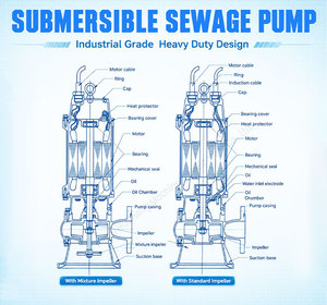 Pompe submersible à eaux usées en fonte à haut débit, triphasée 380V, pour eaux sales industrielles, avec moteur à haute efficacité et conception écoénergétique - Product Image 6