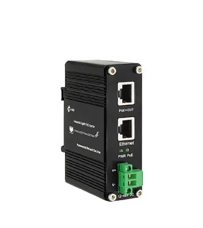 Mini Gigabit PoE Injector 802.3at 12 ~ 48VDC điện đầu vào công nghiệp Gigabit PoE + Injector PoE Adapter