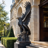 Sculpture d'aigle en bronze grandeur nature, artisanat métallique, statue d'oiseau sauvage personnalisable pour la décoration de parcs, places, entrées d'hôtels et jardins