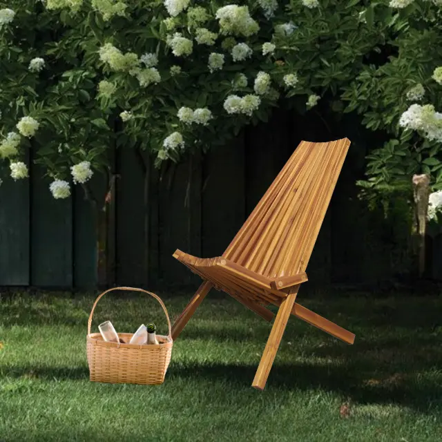 फैक्टरी मूल्य कुर्सी आरामदायक आउटडोर फर्नीचर आँगन फर्नीचर गार्डन वियतनाम निर्माता के लिए लकड़ी की फोल्डेबल कुर्सी