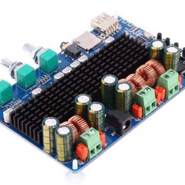 DC 12V 24V TPA3116 50W + 50W + 100W USB TF Decoding 2.1 Channel Digital Power Amplifier Board Support MP3 FLAC