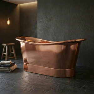 Baignoire autoportante en cuivre, baignoire de trempage en métal pour adultes, baril de bain de luxe irrégulier pour la maison - Product Image 1