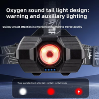 Lampe frontale zoomable haute puissance avec laser, lumière principale rouge, lumière arrière stroboscopique, bandeau réglable, pour randonnée et chasse