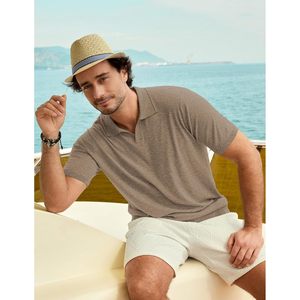 FOXA Camisa polo de mezcla de lana para hombre, manga corta, tejido transpirable, informal, de verano - Product Image 2