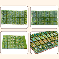 Tuiles de Mahjong en Acrylique Vert Premium Décorées à la Main, Durables et Résistantes à l'Usure, Kit de Jeu de Table Chinois Classique