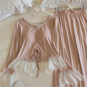 Pyjama rajeunissant First Love pour femme, printemps et automne 2026, nouveau modèle fin à manches longues avec coussinets de poitrine, vêtement d'intérieur pour femme - Product Image 3