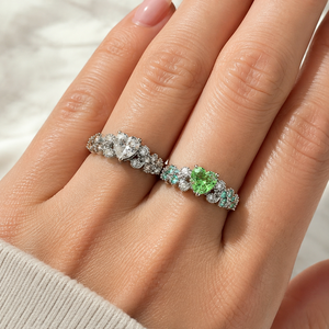 Anello con zirconi Ocean Heart per donna, gioielli romantici alla moda - Product Image 2