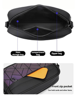 Sac à bandoulière en PU géométrique lumineux réfléchissant au laser pour homme, sac messager résistant à l'eau, sac bandoulière tendance, streetwear urbain