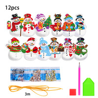 LS Creative Kit de Peinture Diamant 5D DIY à Suspendre, 12 pièces, Pendentif Arbre de Noël, Paysage Floral, Décoration Cadeau en Papier