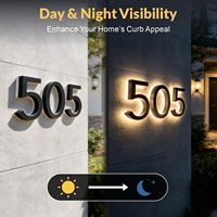 Numéros d'adresse rétroéclairés en acier inoxydable personnalisables à LED solaires d'extérieur, étanches IPX6, 26 lettres pour l'éclairage publicitaire