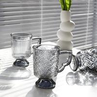 Tasse à café en verre à pied élégante personnalisée OEM/ODM, tasses à thé en verre, verres à boisson, verres à dessert, verres à café