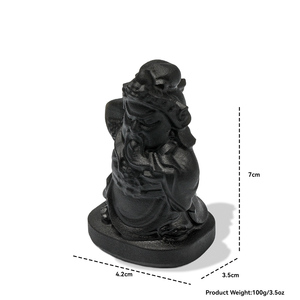 <span class=keywords><strong>Prix</strong></span> d'usine en gros Cristal sculpté peint à la main <span class=keywords><strong>Obsidienne</strong></span> noire le Dieu de la richesse Feng Shui Décoration de la maison Cadeaux - Product Image 2
