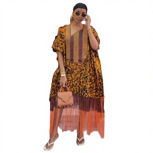 2026 Spring New Asymmetrical Anti-static African Vintage Ethnic Printed Tassel Loose Long Dress Women - Product Image 3