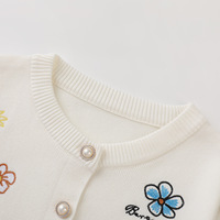 Cardigan en tricot à col rond et boutons perlés pour femme, nouvelle collection automne, broderie florale et cœur, coupe ample, manches longues, 15a-4039