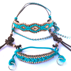 Brida Sin Bocado Tipo Hackamore con Muserola Anudada de Cuerda Suave y Revestimiento de Paracord Trenzado en Diamante para Montar a Caballo - Product Image 2