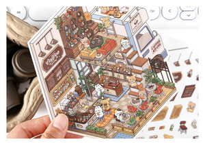 LABON 2.5D Aesthetic PET Scenery Sticker Set 3D Miniature Room Decor for Journaling Outdoor Library Theme Scrapbooking Stickers - Product Image 6