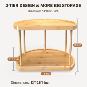 Customized Two-layer Spice Jars <b>Storage</b> Bamboo Rotating Spice Rack - Product Image 6