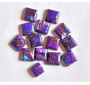 AMARA Cabujón de Cobre Turquesa Natural Morado de Forma Cuadrada con Reverso Plano, Gema Calibrada para Joyería, Anillos, Colgantes y Piedra de Nacimiento - Product Image 2