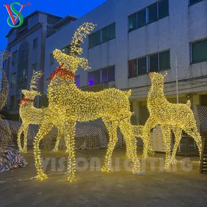 24V led大型动物户外圣诞驯鹿串灯，用于花园商场装饰