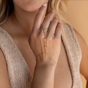 Perle créative Satellite chaîne minimaliste or perlé doigt <span class=keywords><strong>Bracelet</strong></span> pour les femmes connexion main bijoux <span class=keywords><strong>meilleur</strong></span> ami cadeaux nouveau - Product Image 4