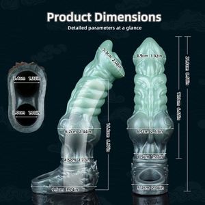 YOCY Huge Knot Penis Sheath Wolf Realistic Hollow <b>Dildo</b> Penis Sleeve for Men Reusable Cock Enlargers Men Adult Sex Toy Wholesale - Product Image 5