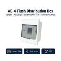 Caja de Distribución Empotrada de 4 Vías Serie AE, Cubierta Transparente Esmerilada, ABS Ignífugo, IP30, Mini Caja para MCB de Interior