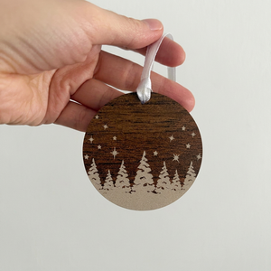 Whimsy Art Craft Personalized Modern Handmade Wooden Christmas Ornament Engraved Hanging Holiday Favor - Product Image 1