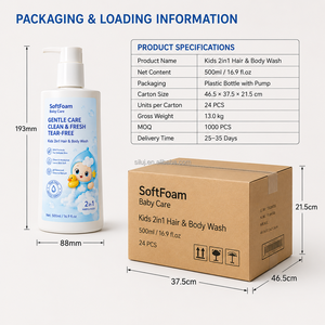 SILU 500ml Jabón Líquido para Cabello y Cuerpo de Bebé, Fórmula Suave Sin Lágrimas, Champú y Jabón Líquido para Niños, Set de Cuidado Capilar de Marca Privada OEM - Product Image 2