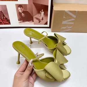 Yay detay ile yüksek topuklu sandalet yaz moda katır kadınlar için sıcak satış ince topuk katır - Product Image 6