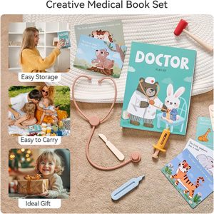 ชุดของเล่นคุณหมอ<span class=keywords><strong>ส</strong></span>ำหรับเด็กวัย 3-5 ปี แบ<span class=keywords><strong>บ</strong></span>มอนเตสซอรี่ ชุดของเล่น<span class=keywords><strong>บ</strong></span>ทบาท<span class=keywords><strong>ส</strong></span>มมติทางการแพทย์ พร้อมเครื่องมือซิลิโคน การ์ดเรื่องราว และสมุดเก็<span class=keywords><strong>บ</strong></span><span class=keywords><strong>ข</strong></span>องเล่นไม้ - Product Image 5