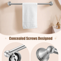 Ensemble de salle de bain vintage 5 pièces en métal chromé : porte-serviettes, barre porte-serviettes, porte-papier toilette, crochets et étagère à serviettes