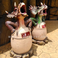 Personnaliser la poubelle de dinosaure en fibre de verre mignonne et étanche poubelle pour parc d'attractions en plein air