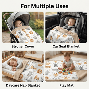 Couverture bébé tout-petit en fausse fourrure de lapin de luxe, 500 g/m², en flanelle polaire, 30x40 pouces, coupe-vent, pour poussette, siège auto et extérieur - Vente en gros - Product Image 5
