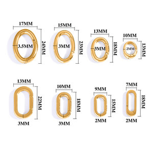 Chiusure <span class=keywords><strong>a</strong></span> <span class=keywords><strong>Molla</strong></span> Ovali in Acciaio Inox Placcato Oro 18k per Creazione di Gioielli Fai-da-Te - Product Image 1