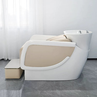 En gros, Lit de lavage de cheveux en céramique blanche, inclinable, pour salon et spa, avec robinet pulvérisateur et repose-pieds réglable