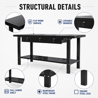 Station de travail tout métal en acier, supportée par OEM, 3 tiroirs verrouillables, étagère inférieure, taille personnalisable disponible, 200 kg