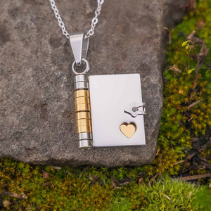 Multi Style Engraved 18K PVD Stainless Steel <b>Book</b> Locket <b>Necklace</b> | Customizable Romantic Pendant | Waterproof & Hypoallergenic - Product Image 4