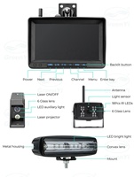 Chariot élévateur numérique sans fil 7 ''BSD Radar DVR moniteur voyant d'avertissement positionnement Laser et batterie magnétique AHD1080 IR Kit de caméra de voiture